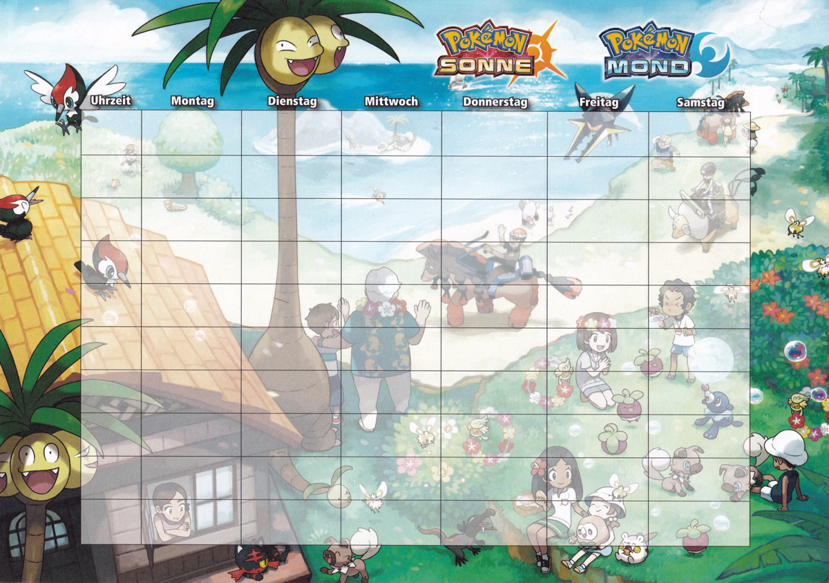 Pokémon Sonne  Mond - Stundenplan - Promotendo